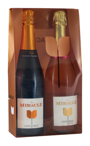 Afbeelding van El Miracle Cava brut en brut rosé in geschenkverpakking