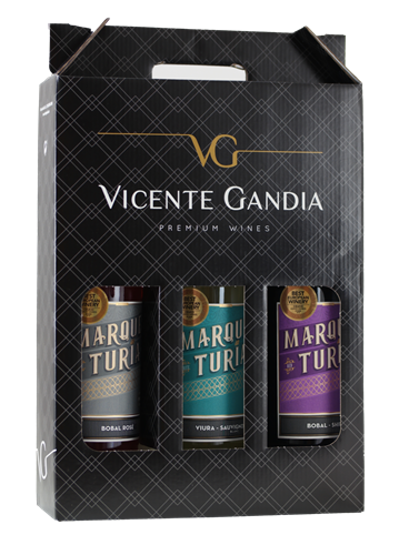Afbeelding van Marqués del Turia Viura/Sauvignon Blanc, Bobal rosé en Shiraz in geschenkverpakking