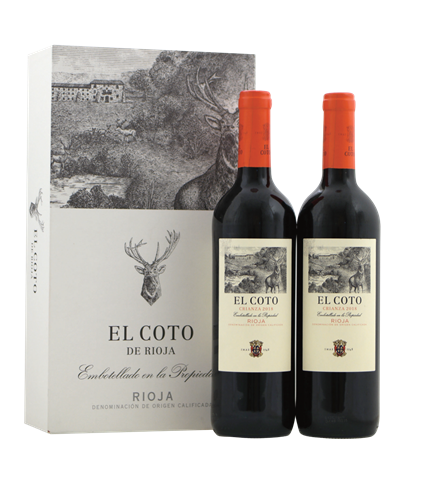 Afbeelding van El Coto de Rioja Crianza, 2 flessen in geschenkverpakking